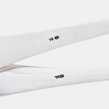 Serveringsbestick, 3 st, och supkopp, silver, Warszawa, Polen 1931-63 och 1920-31.