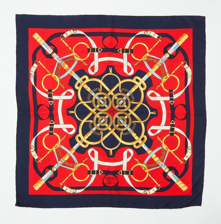 HERMÈS, silk scarf, "Eperon D'or".