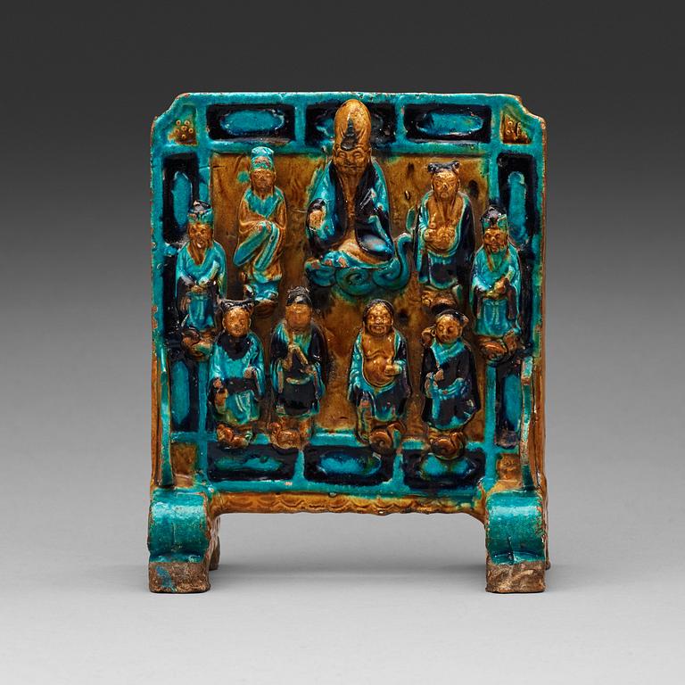 A ceramic table screen, Ming dynasty (1368-1644).