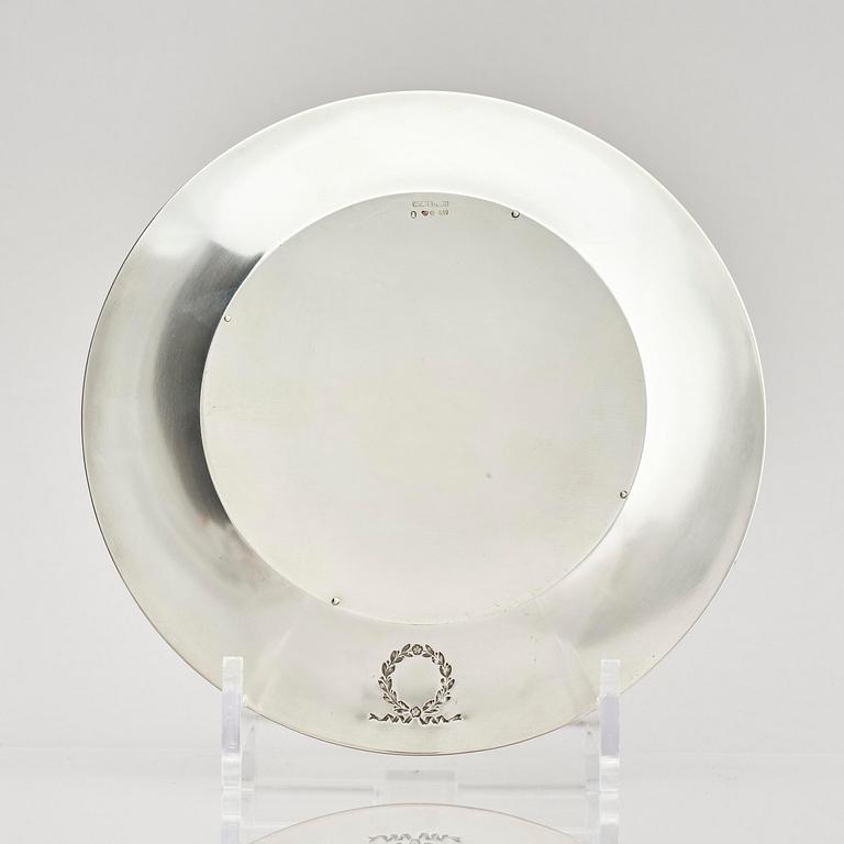 A Swedish parcel-gilt silver coaster, mark of W.A. Bolin, Stockholm 1920.