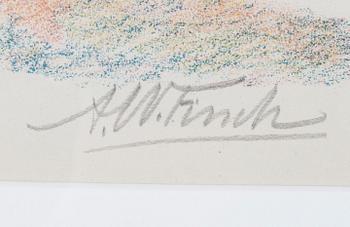 ALFRED WILLIAM FINCH, färglitografi, Frenckellska Tryckeri Aktiebolaget. Signerad.