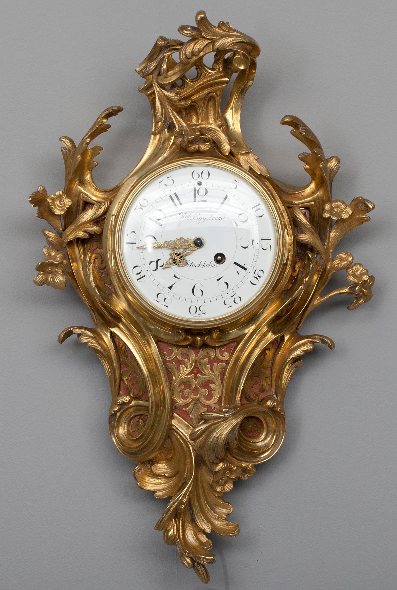 VÄGGPENDYL, rokoko stil, Rob. Engström, Stockholm 1800-talets mitt.