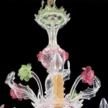 LJUSKRONA, glas, venetiansk stil, 1900-tal. Höjd ca 79 cm.