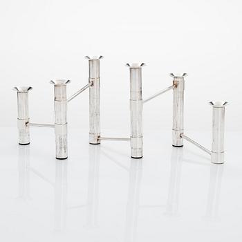 Tapio Wirkkala, a silver 'Nonstop' candelabrum TW 432, numbered 78/90, Kultakeskus, Hämeenlinna 2007.