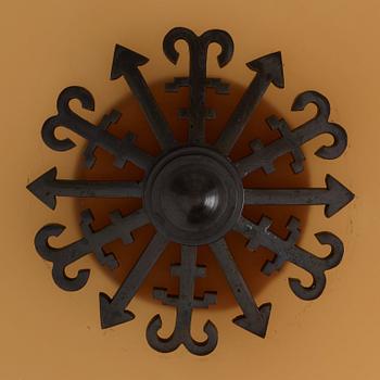 Edward Hald, & Erik Tidstrand, a ceiling lamp, Nordiska Kompaniet & Orrefors, executed ca 1926.