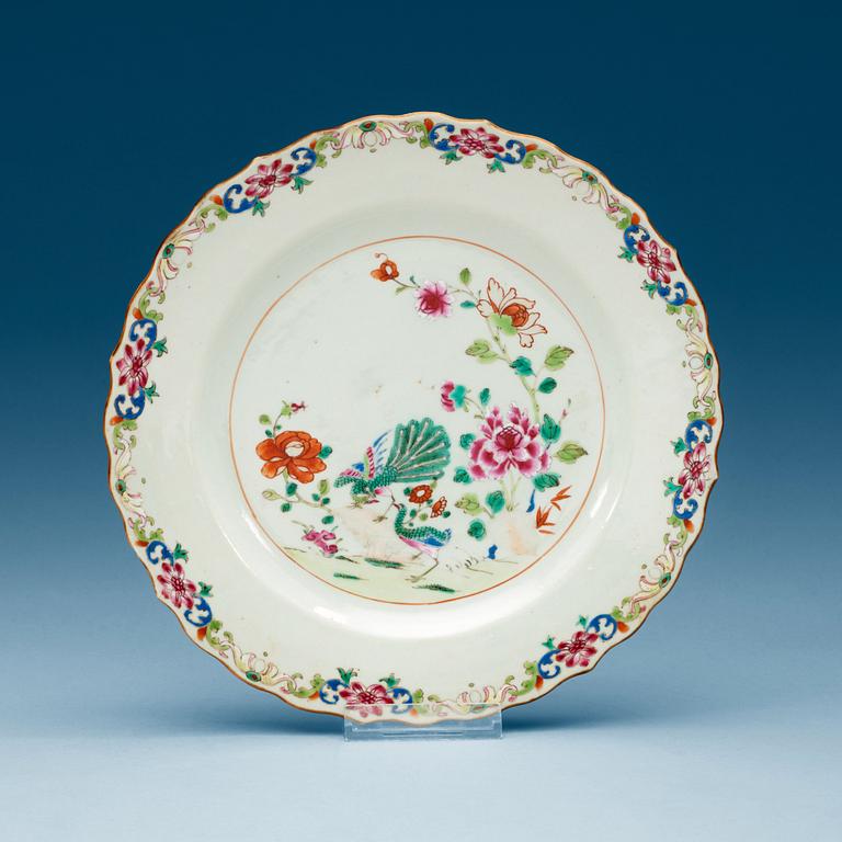 TALLRIKAR, åtta stycken, kompaniporslin, Qing dynastin,  Qianlong (1736-1795).