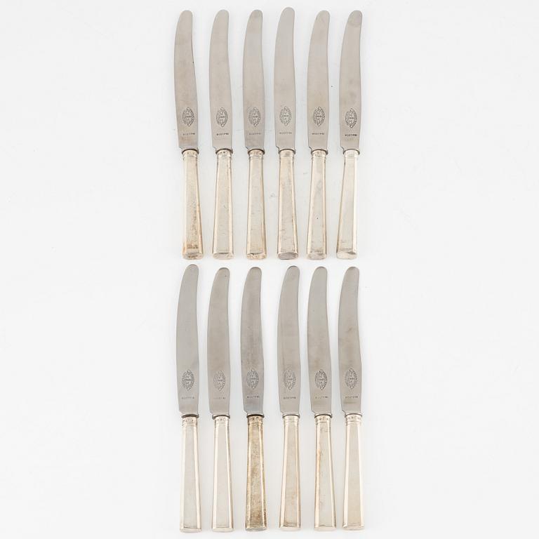 Twelve silver knives, Carl Gustaf Hagbeck, Stockholm, 1806 (one 1830).
