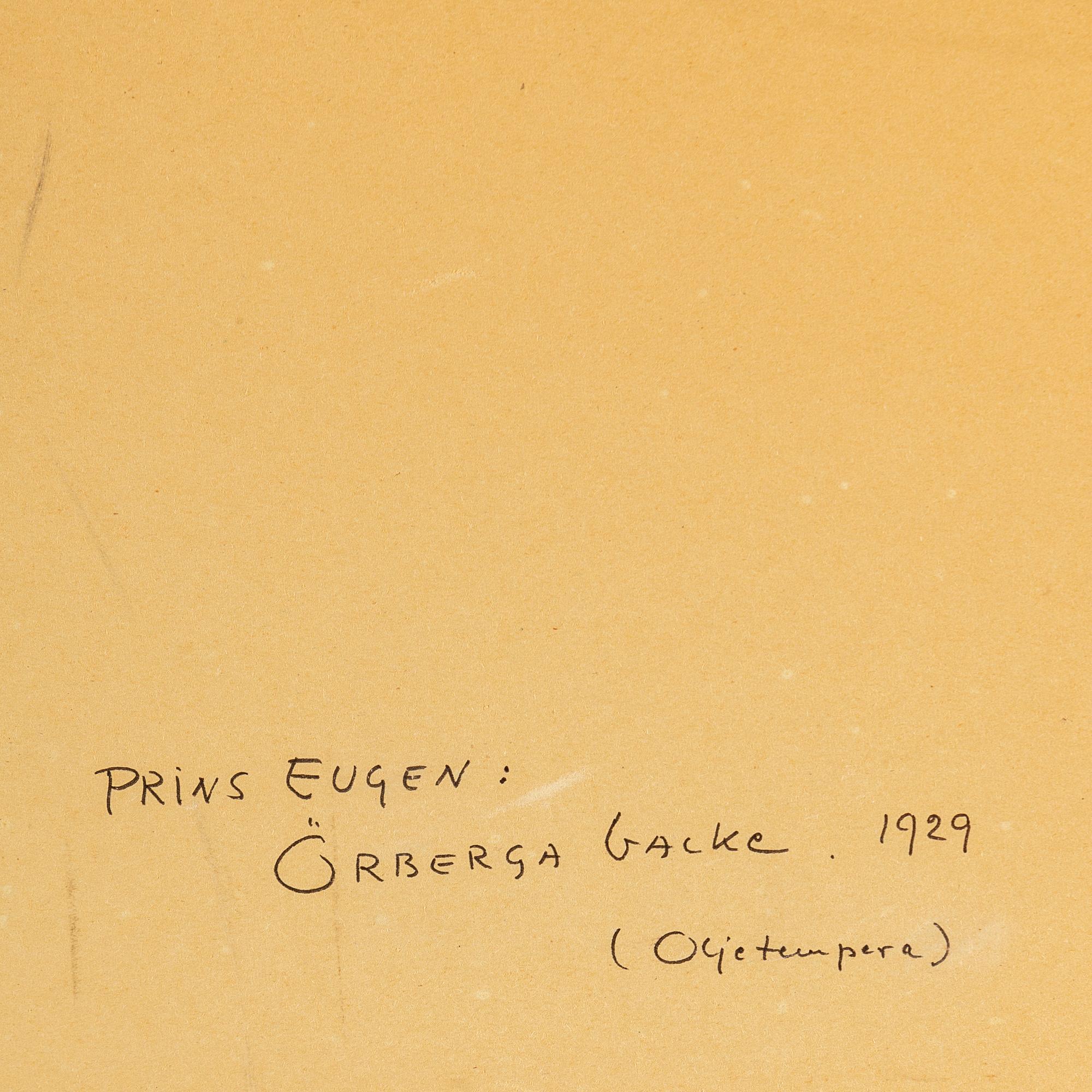 PRINS EUGEN, tempera på papper, signerad och daterad 1929.