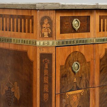 A Gustavian marquetry commode attributed to J. Hultsten (master in Stockholm 1773-94).