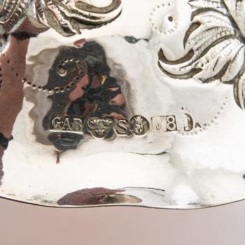 Candelabras, a pair, Baroque-style silver, GAB Stockholm 1947.