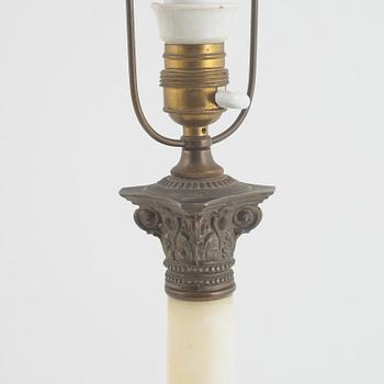 Table lamp, columnar, alabaster, 20th century.