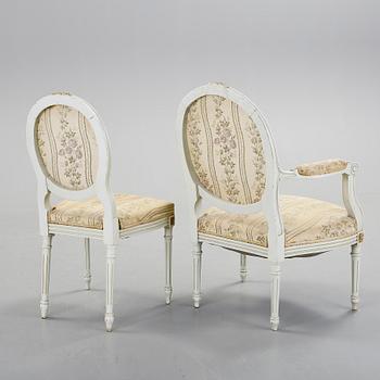 SOFFGRUPP, 5 delar, gustaviansk stil, 1900-tal.