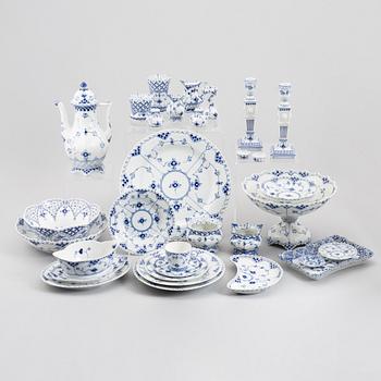 A 90-piece "Musselmalet" porcelain dinner and coffee service, mostly full lace, Royal Copenhagen, Denmark.