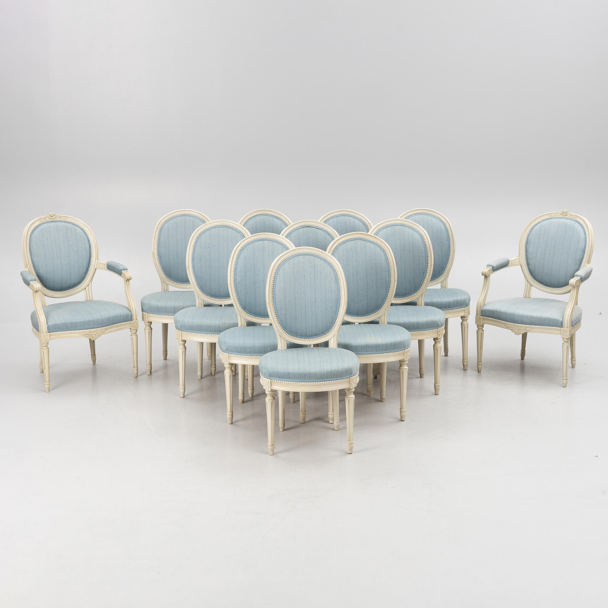 Chairs, 12 pcs, Gustavian style, second half of the 20th Century.
