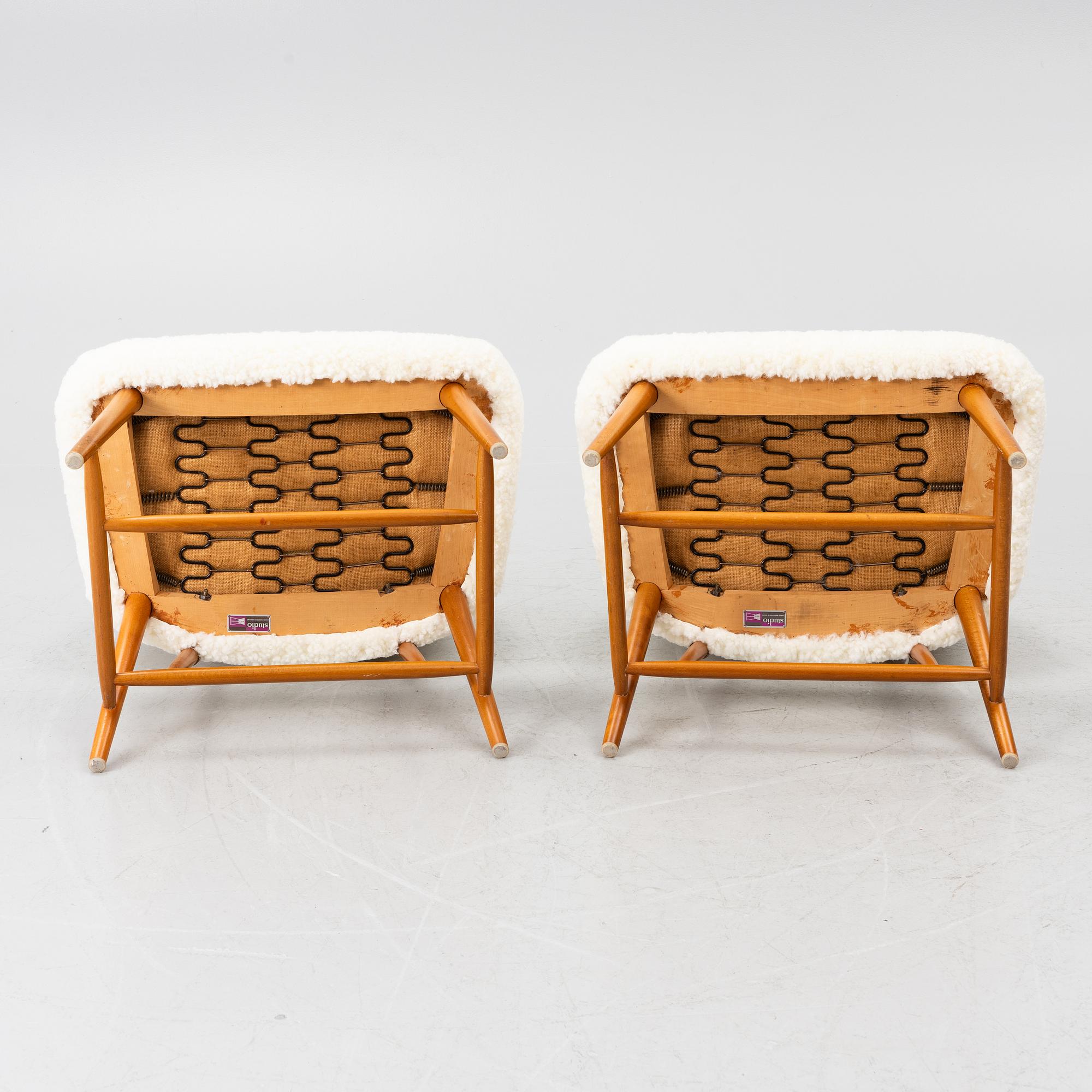 Alf Svensson, Armchairs, a pair, “TeVe”, Bra Bohag, Studio Ljungs Industrier AB, Malmö, 1950s.
