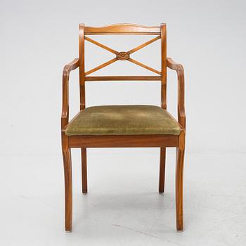 An english style writing desk and chair, second half of the 20th century.