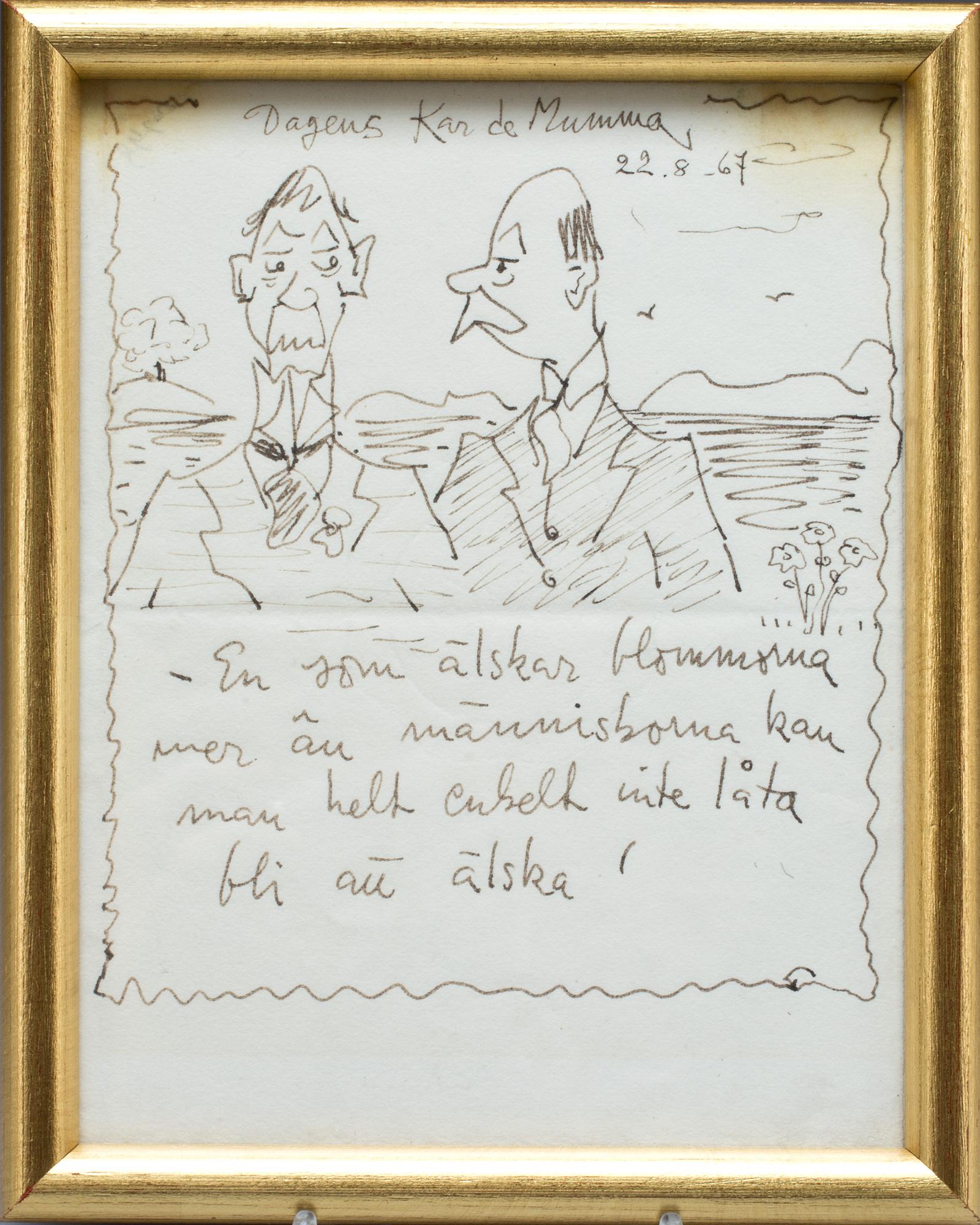 ERIK (KAR DE MUMMA) ZETTERSTRÖM, teckning, signerad.