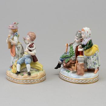 Two allegorical porcelain figure representing 'Winter' and 'Sommer', Germany, Sächsische PF, Potschappel, 20th Century.