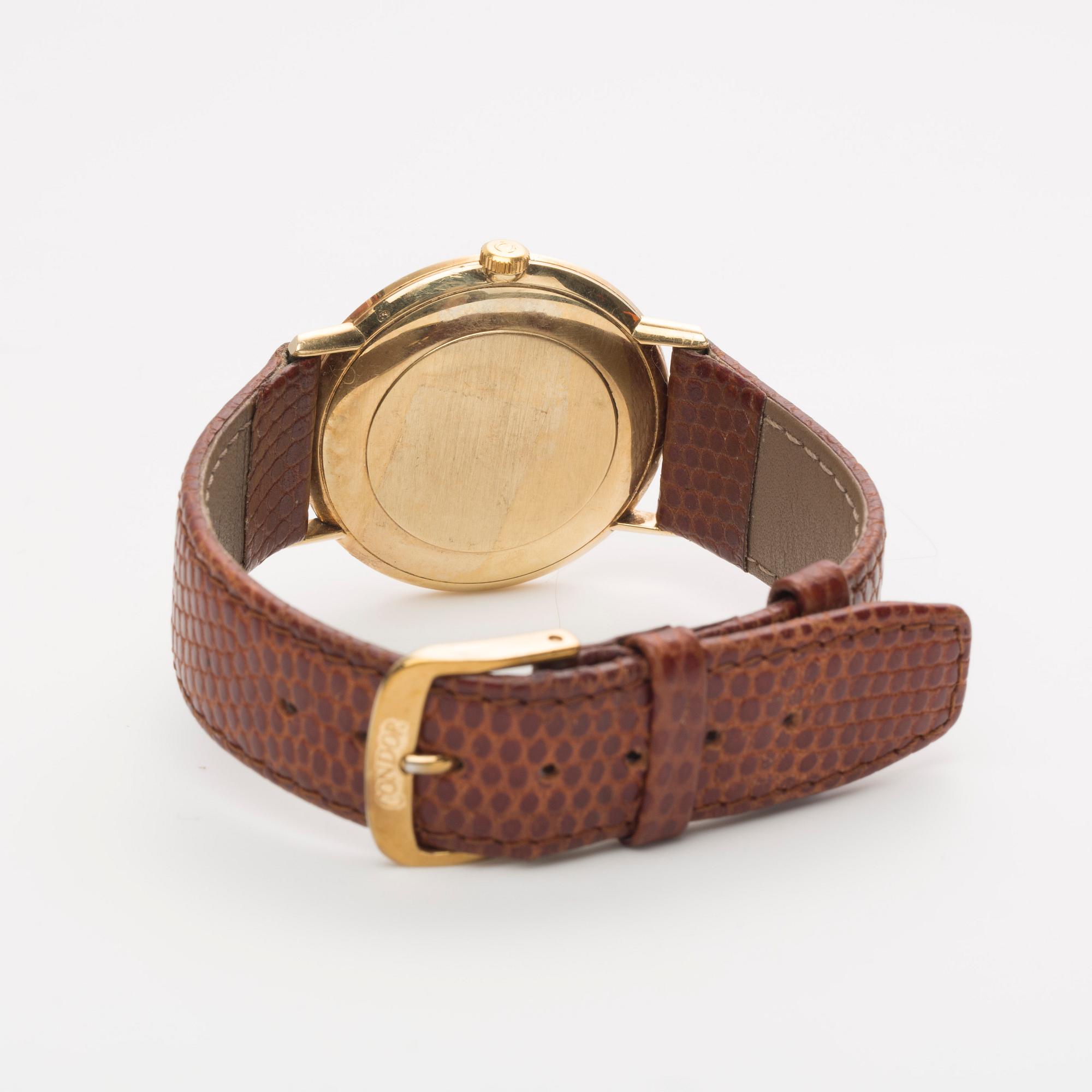 HERRARMBANDSUR, 14K guld. Manuellt, Omega, 1960-tal.