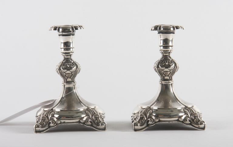 LJUSSTAKAR, ett par, silver, Sverige.