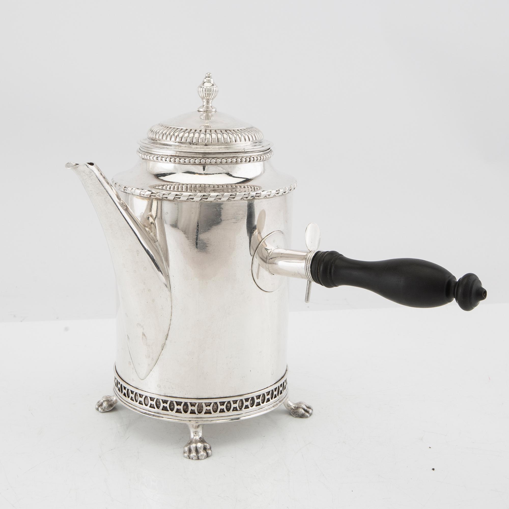 Gustaf Rehnberg coffee pot, silver, late Gustavian, Norrköping 1810.
