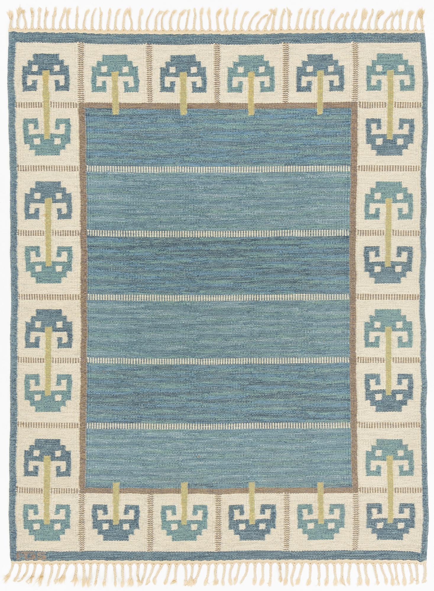 Anna-Greta Sjöqvist, a flat weave carpet, signed AGS, 215 x 167 cm.