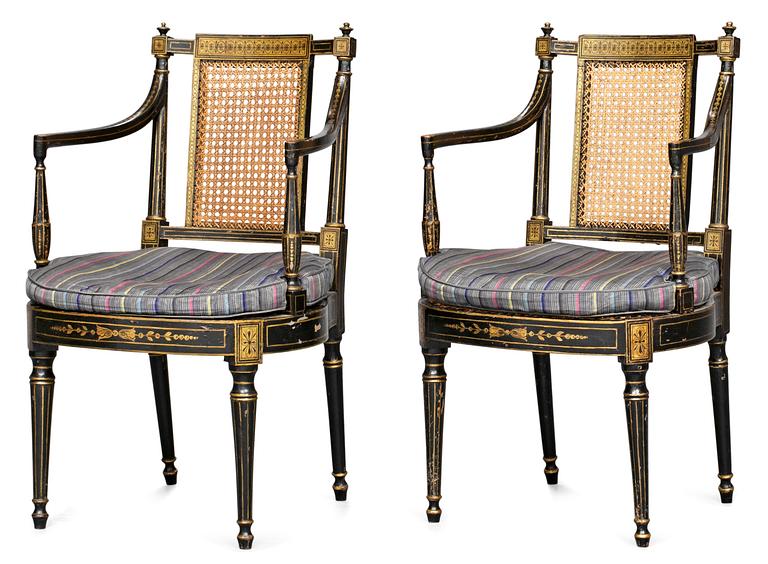 A pair of armchairs, probably England 19th century.