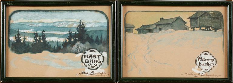 ADÉLE SÖDERBERG, akvarell, 2 st, á tergo på inramningens bakstycke dat. 1915.