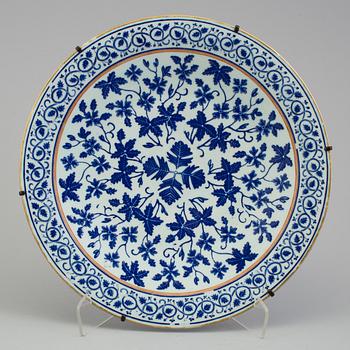A Chinese blue and white porcelain charger, 20th century, with Guangxus six character mark.