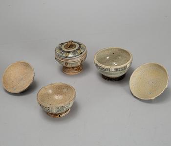 A set of three Sawankhalok boxes with covers, 15th / 16th Century.