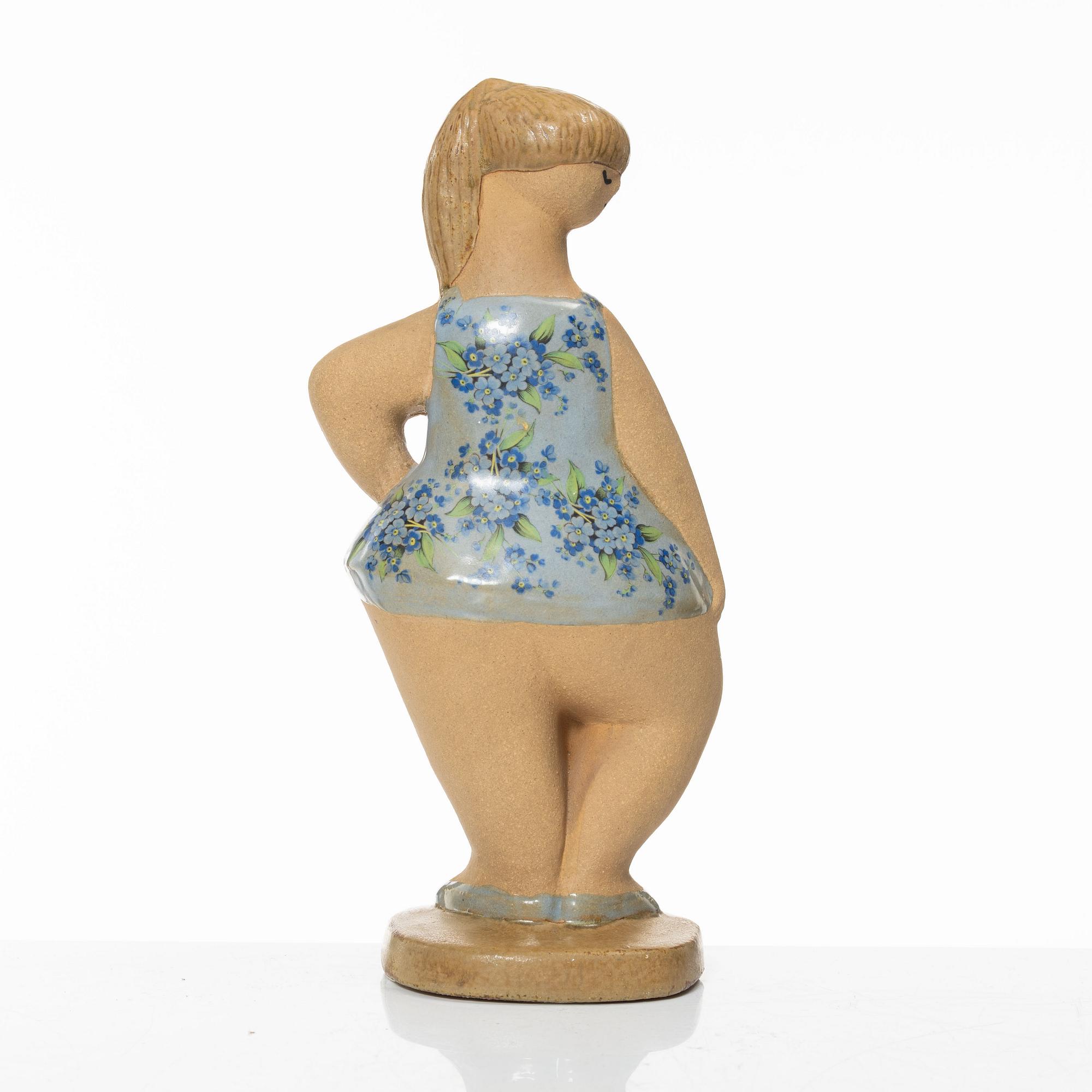 Lisa Larson, figurin, stengods, "Dora", ur serien "ABC-flickor", Gustavsberg.