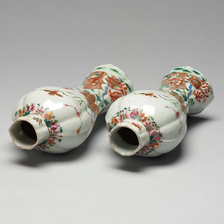A pair of famille rose vases, Qing dynasty, Qianlong (1736-95).