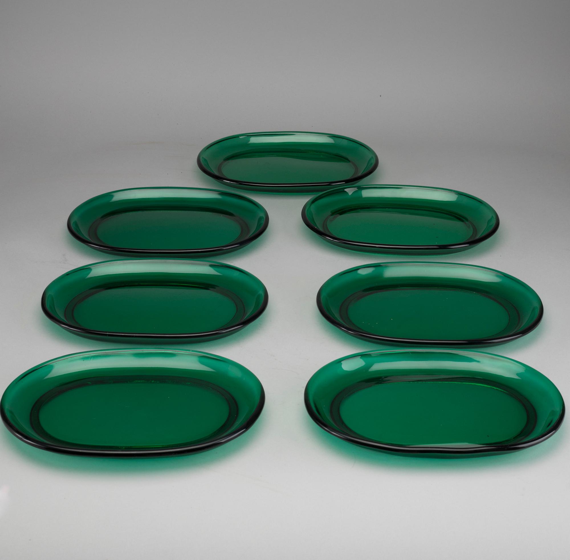 JOSEF FRANK, hummertallrikar,7 st, glas, Firma Svenskt Tenn.