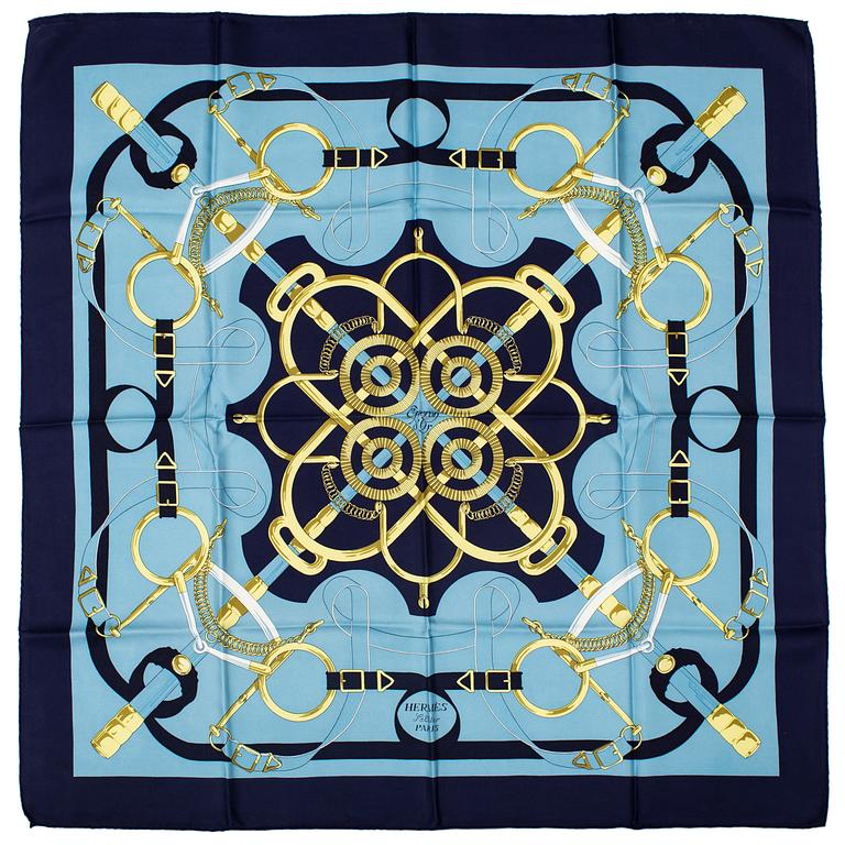 HERMÈS, scarf, "Eperons d'Or" Henri D'origny, 1989.