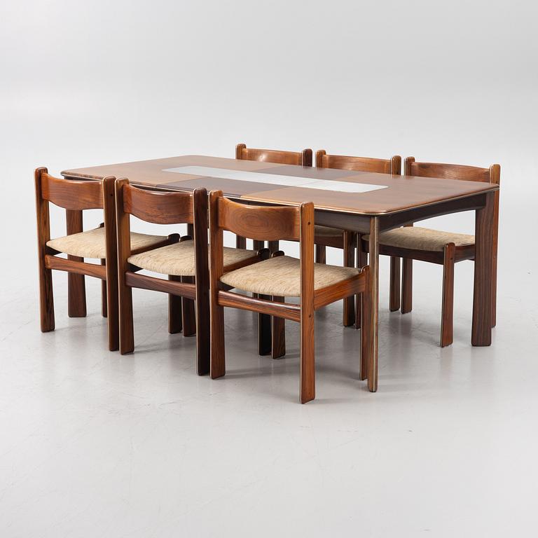 A dining table and six chairs, Uldum Møbelfabrik, Denmark, 1960's/70's.