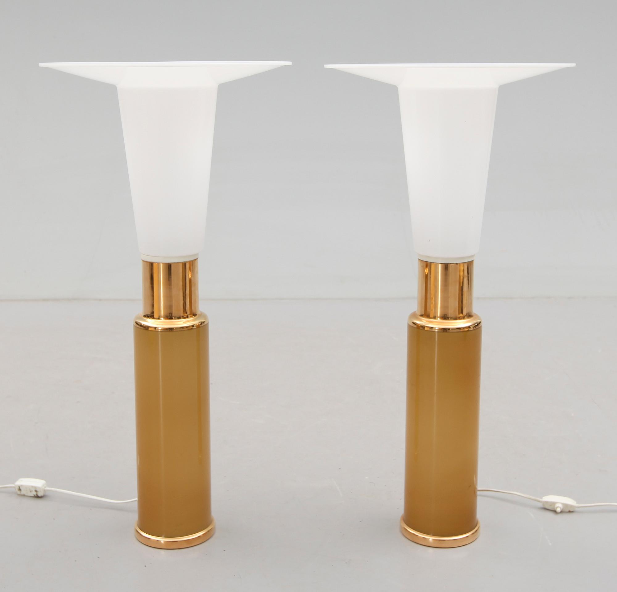 BORDSLAMPOR, 1 par, glas, Luxus, 1900-talets andra hälft.