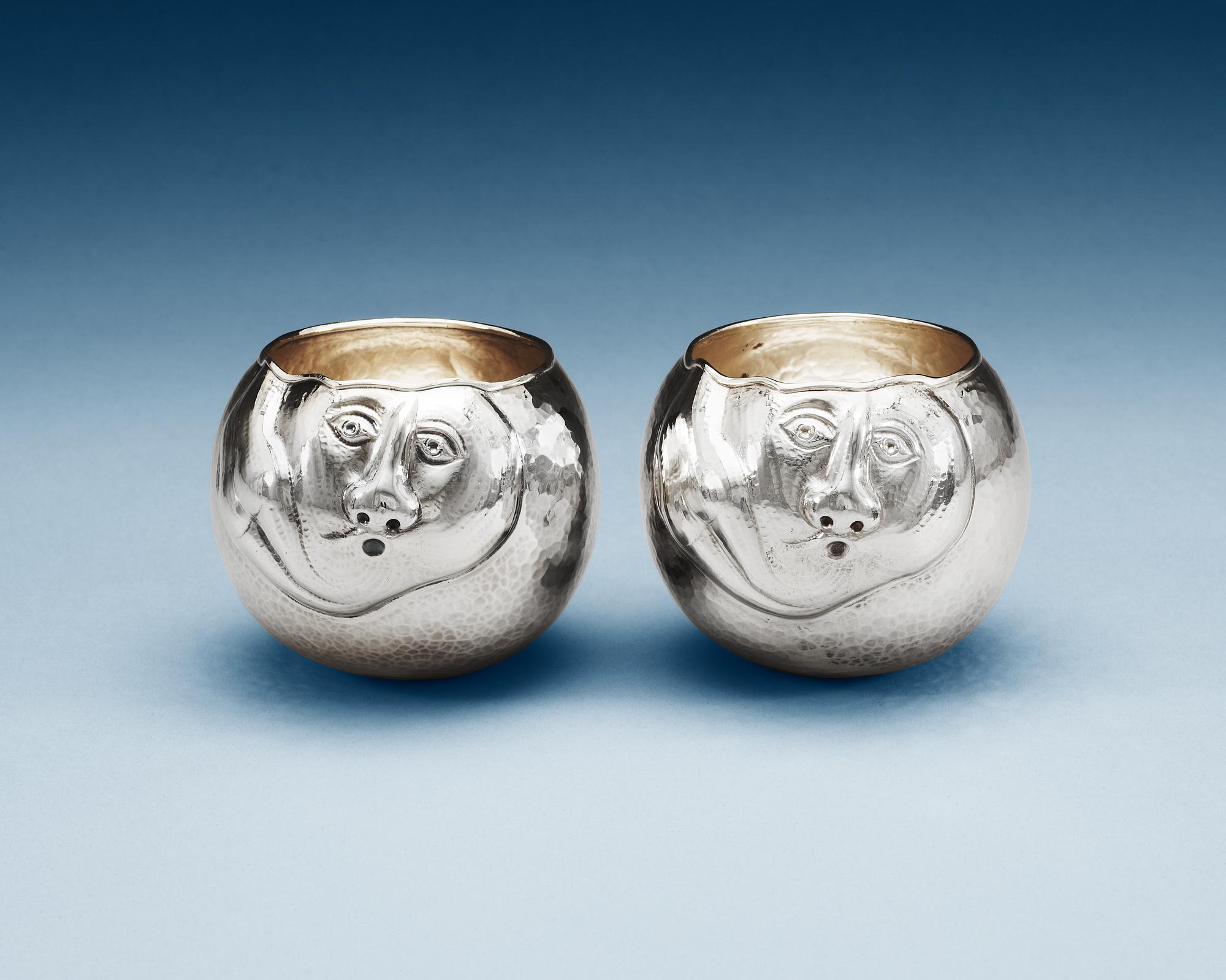 A pair of Olle Ohlsson sterling bowls/beakers, Swedish import marks.