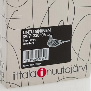 Oiva Toikka, glasfågel, "Blue Bird", signerad O. Toikka, Nuutajärvi.