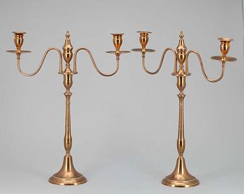 KANDELABRAR, ett par, mässing 1800-tal.