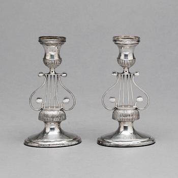 A pair of Swedish 19th century silver candlesticks, mark of Jakob Ulrik Flohr, Norrkoping 1829.