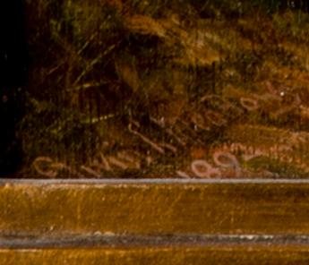 EDWIN L. MEADOWS (act. 1854-1905), öljy kankaalle, liimattu levylle, signeerattu ja päivätty 1892.