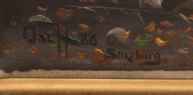 OSCAR HERSCHEND, oil on canvas, signed and dated-88. Marked "Silkeborg".