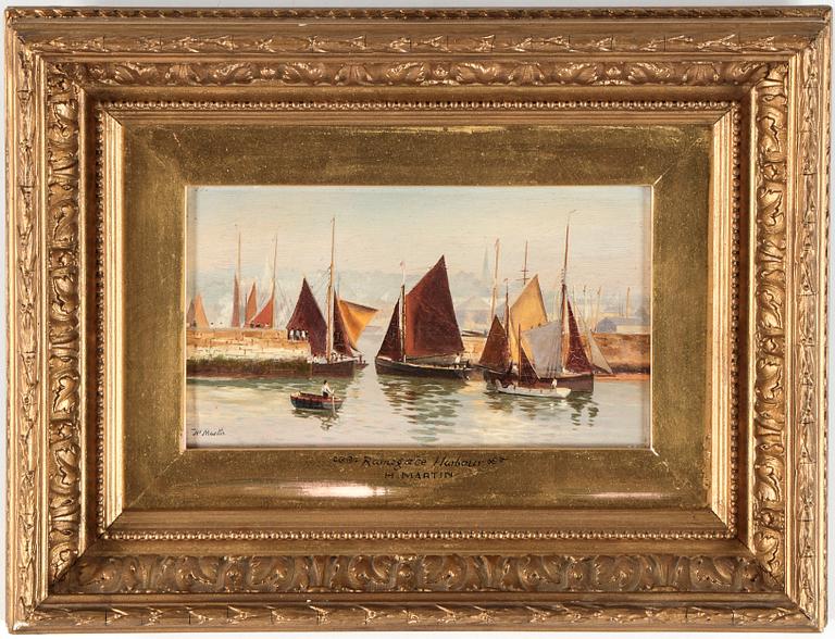 OKÄND KONSTNÄR, olja på pannå, England, signerad H v Martin, 1800-tal.