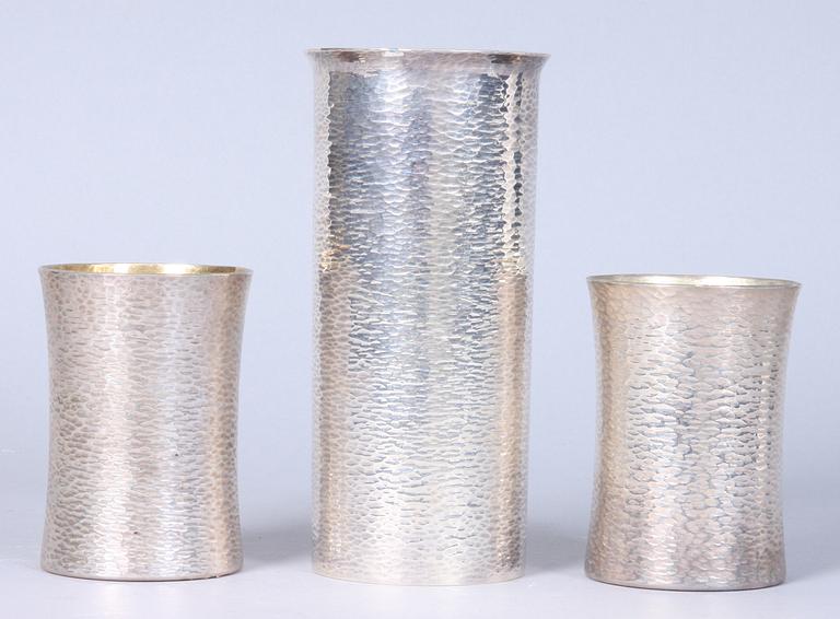 VASER, 3 st, silver, Råström, 1975 samt 1976. Tot vikt 720 gram.