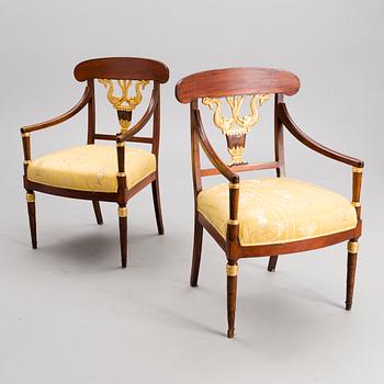 A PAIR OF ARMCHAIRS, empire, Russia early 19th century.