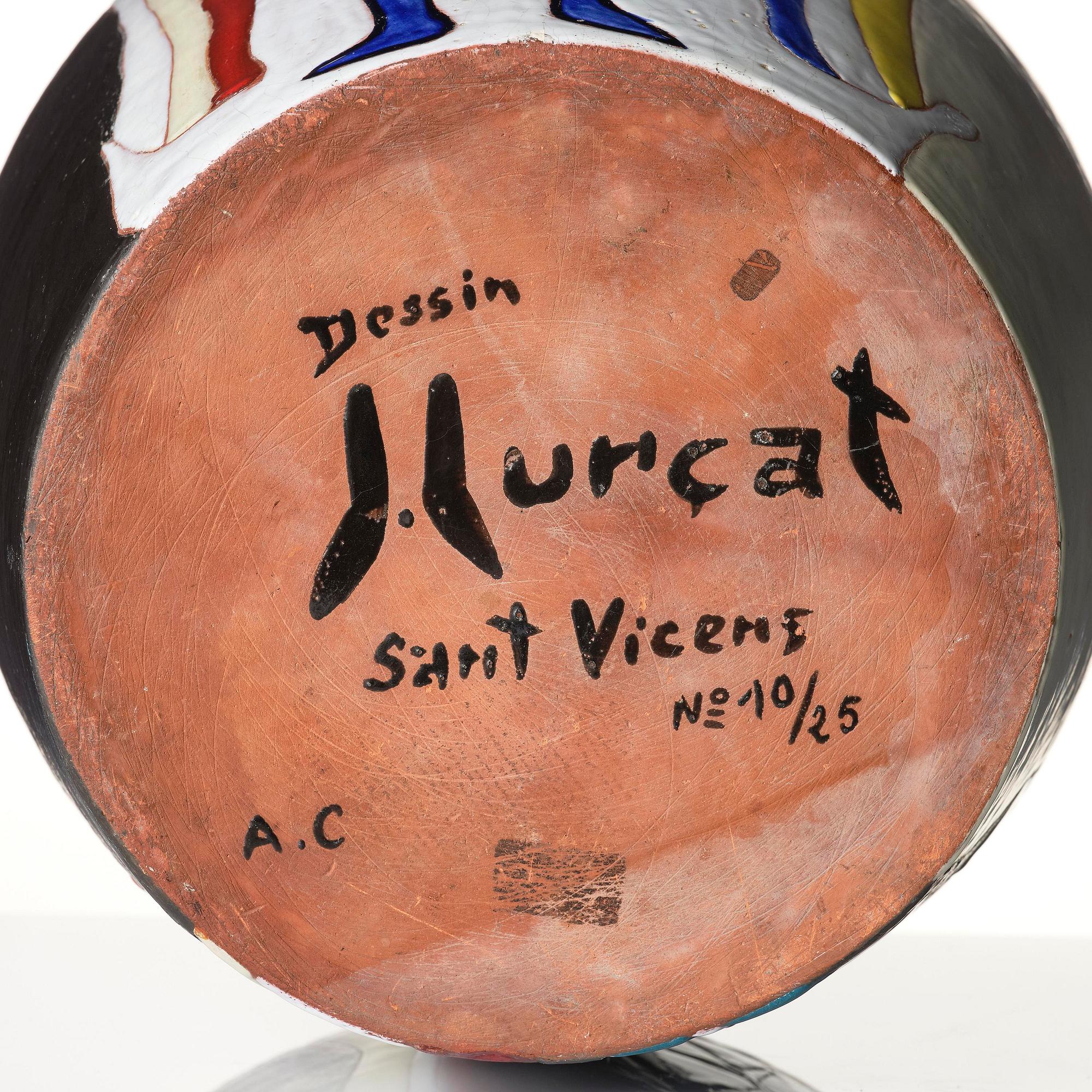Jean Lurçat, golvvas, glaserat och bemålat lergods, ed. 10/25, Sant Vicens, Perpignan, Frankrike ca 1950.