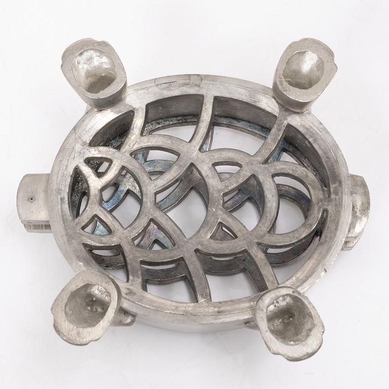 Firma Svenskt Tenn, a pewter flowerstand in the shape of a tortoise,  model no. A 1081, probably 1930s.