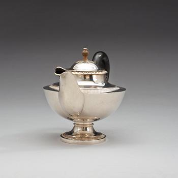 A Swedish 19th century silver tea-pot, marks of Gustaf Möllenborg, Stockholm 1828.