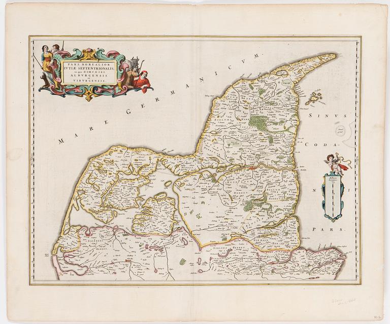 WILLEM JANSZOON BLAEU, karta, 1600-tal och FREDERIC DE WIT, karta ca 1690-tal.