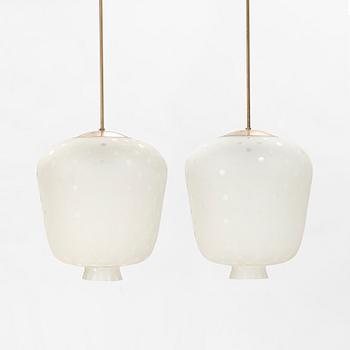 Flygsfors Glasbruk, a pair of ceiling lamps, version of model "513 P", 1940-50s.